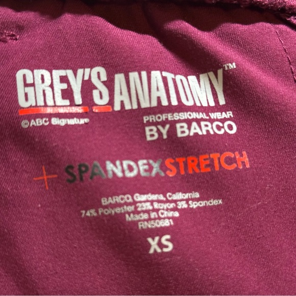 Grey's Anatomy Deep Burgundy Scrub Jacket, top, and pants. - Picture 12 of 12